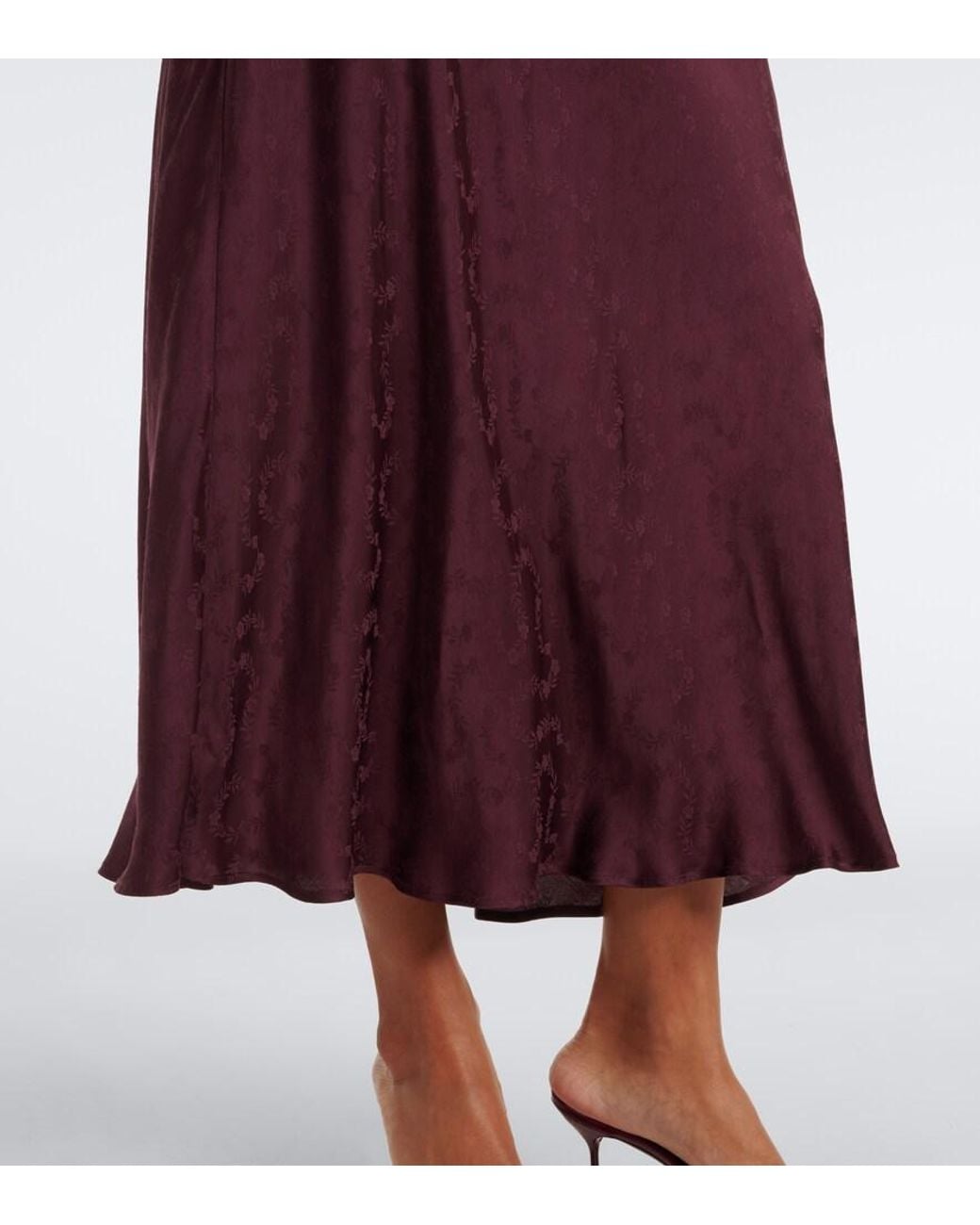 Rixo Purple Fern Satin Jacquard Midi Dress