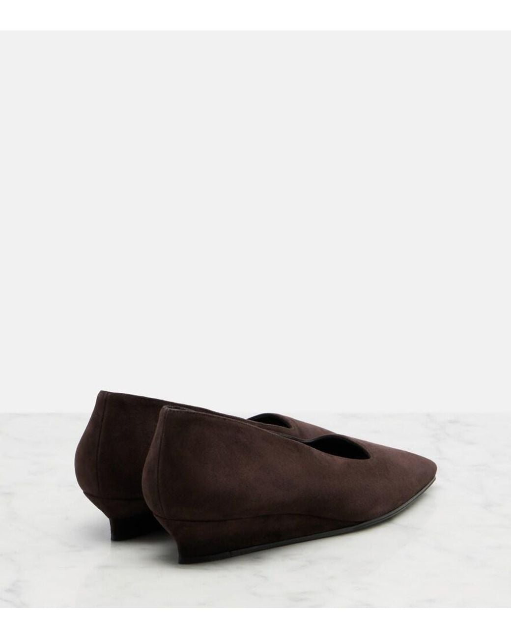 The Row Brown June Suede Wedges