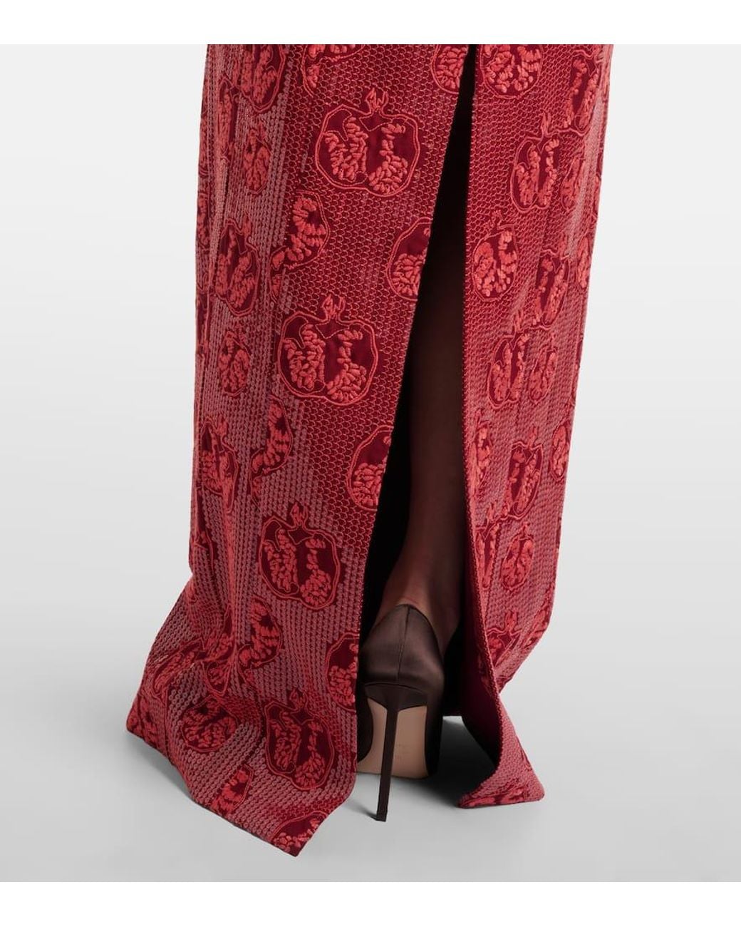 Markarian Red Rowan Sequined Off-Shoulder Bustier Gown