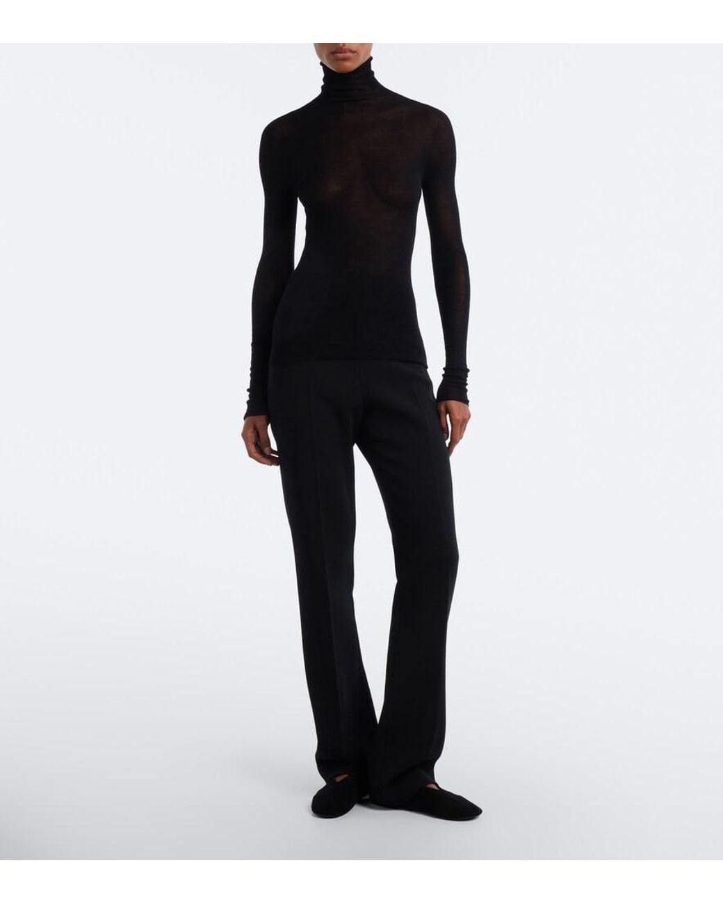 The Row Black Arp Cashmere Turtleneck Sweater