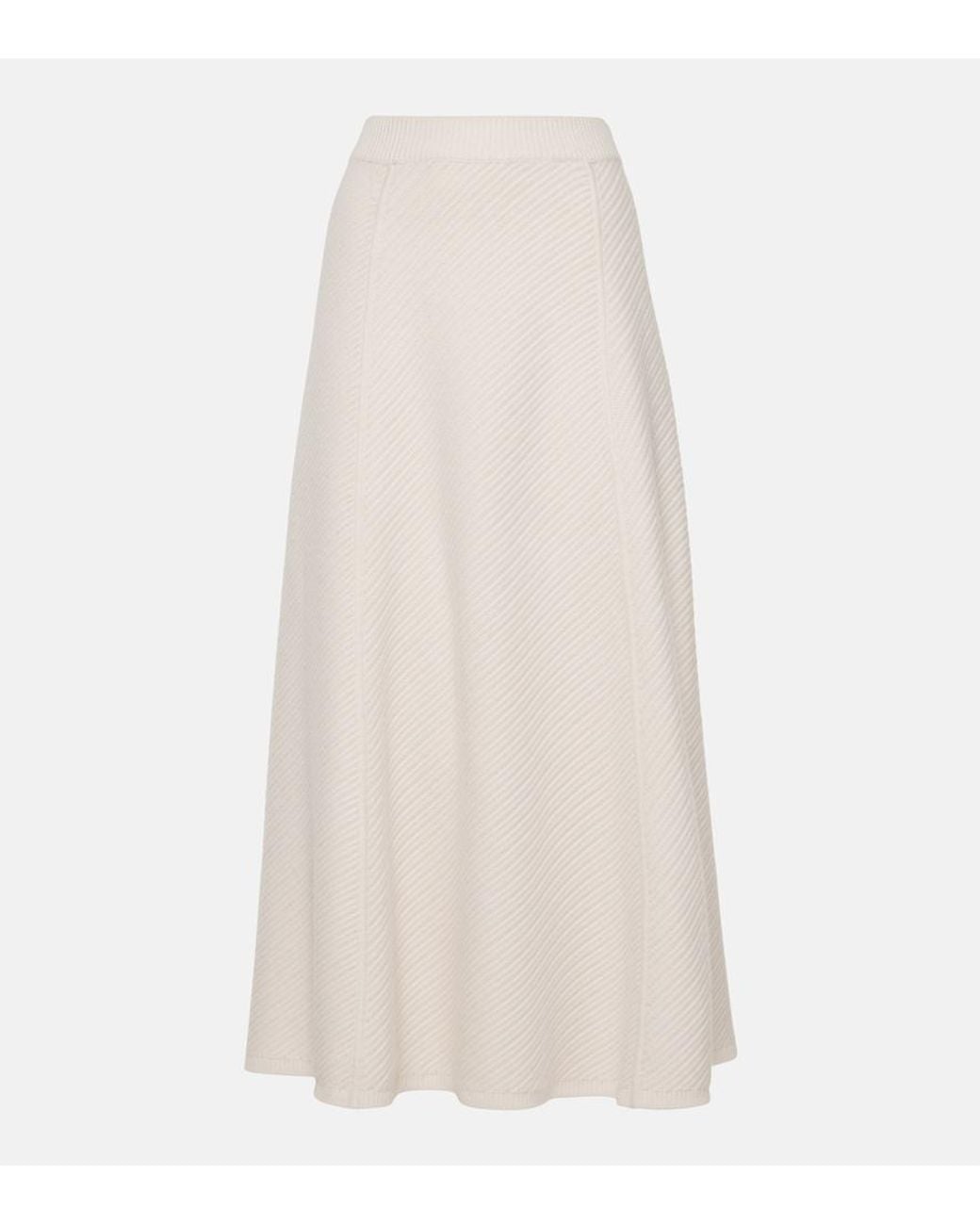 Joseph White Ribbed-Knit Wool-Blend Midi Skirt