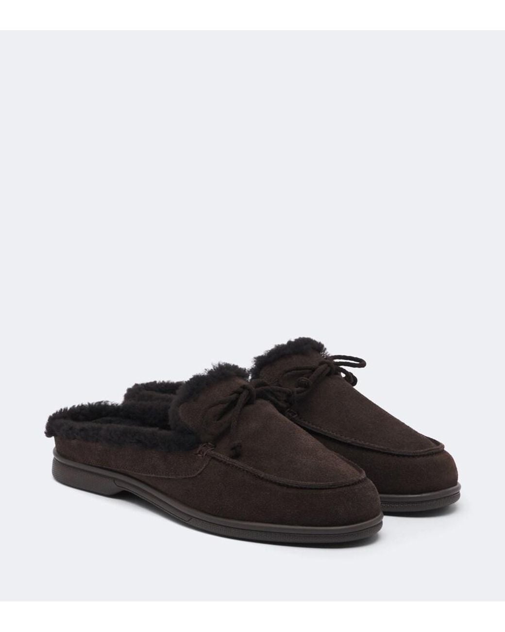 Yves Salomon Black Shearling-Lined Suede Mules