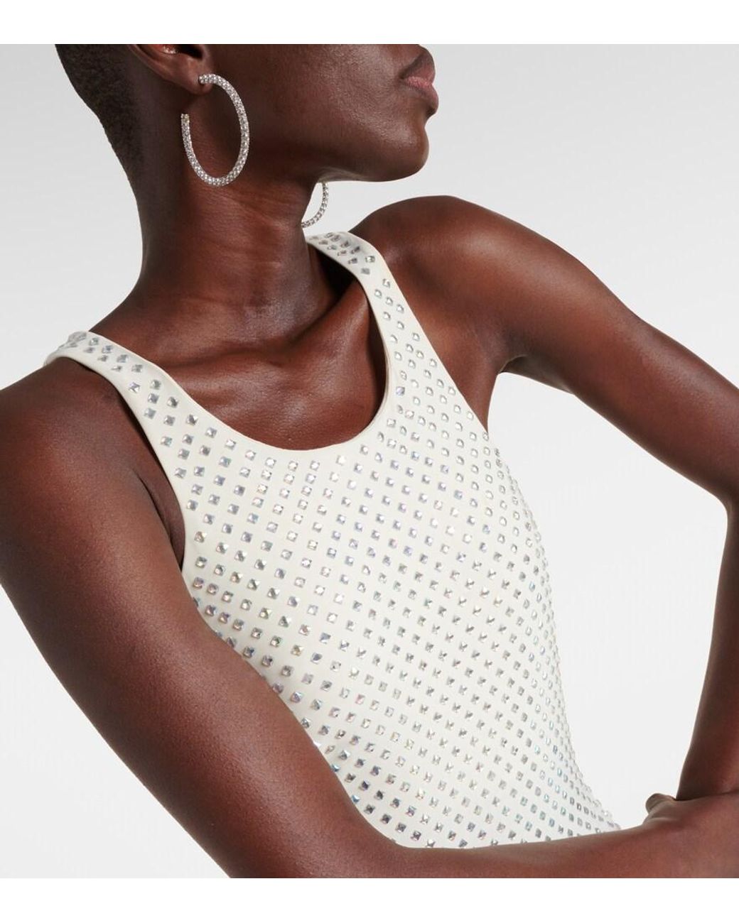 Self-Portrait White Embellished Mesh Maxi Dress