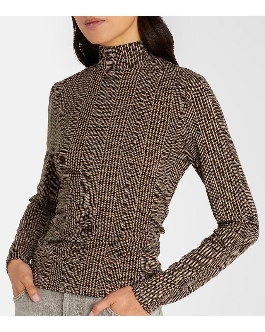 Veronica Beard Brown Nate Houndstooth Jersey Top