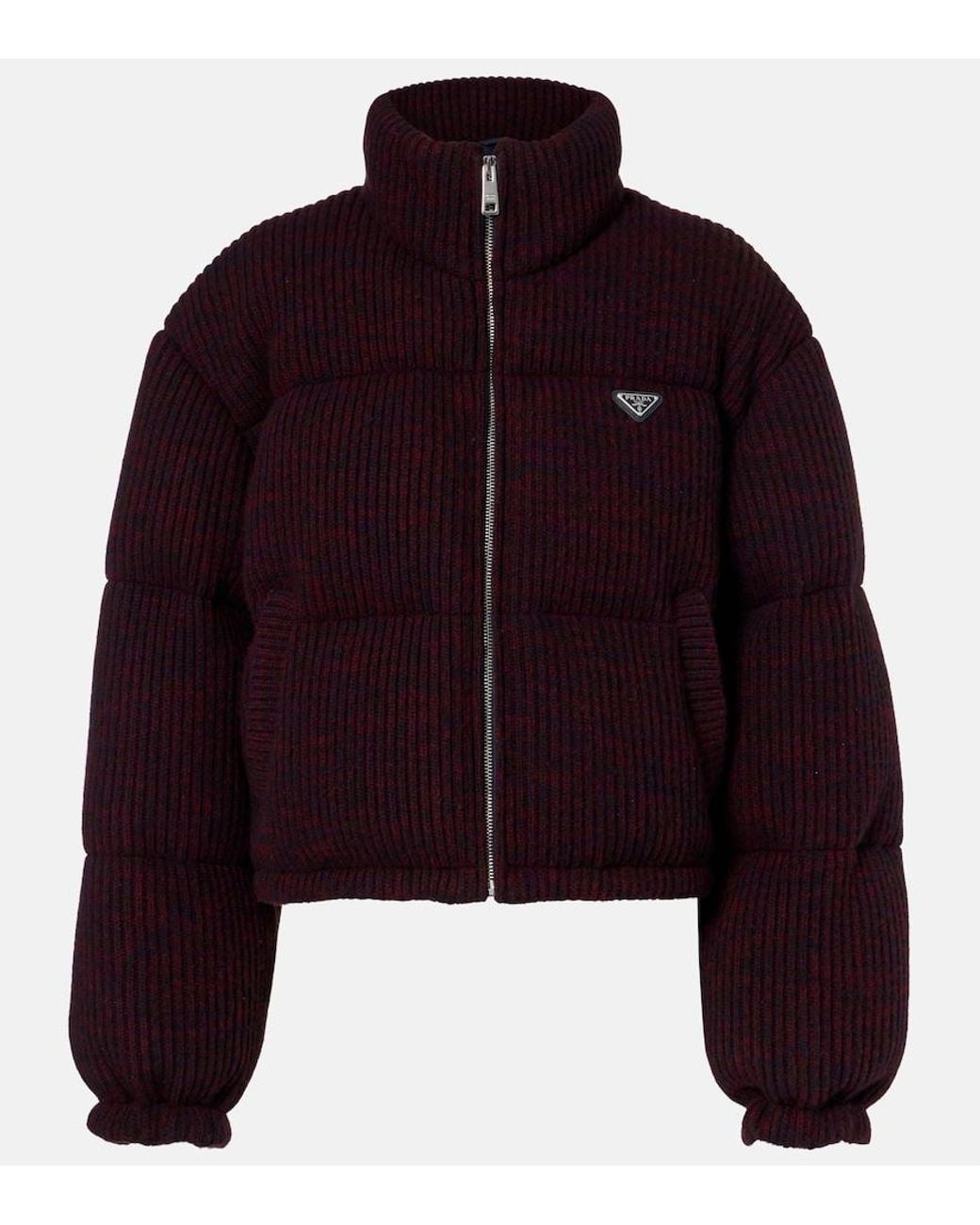 Prada Purple Cropped Wool And Cashmere Down Jacket