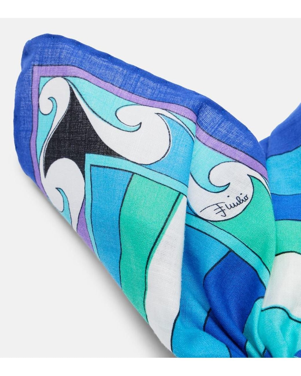 Emilio Pucci Blue Iride Bow-Detail Cotton Muslin Headband