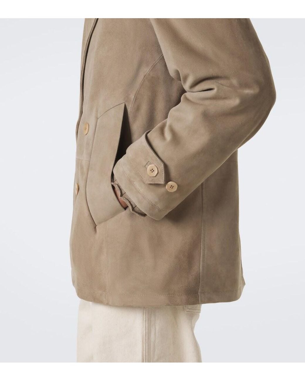 STÒFFA Natural Double-Breasted Suede Jacket for men
