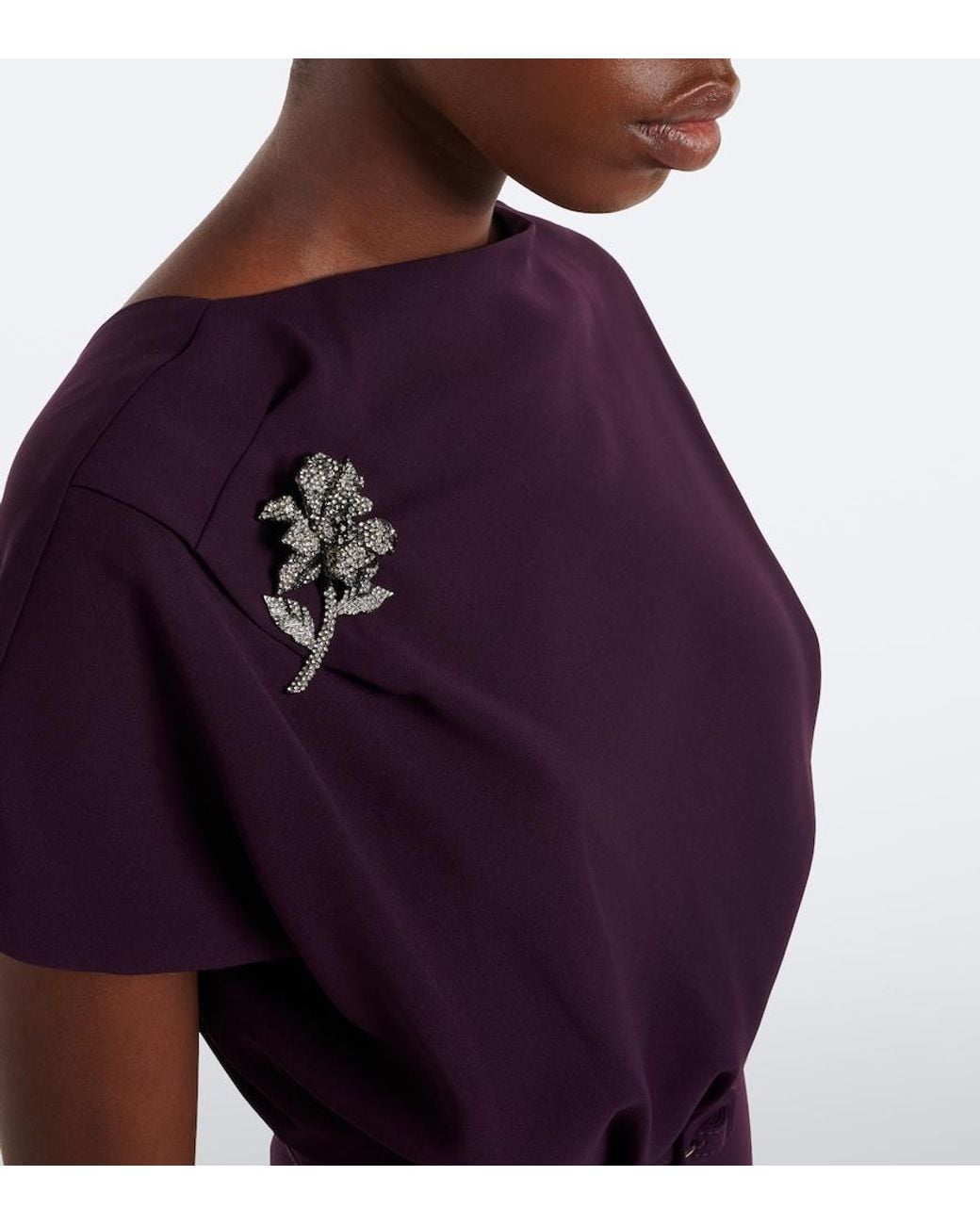 Roland Mouret Purple Embellished Cady Cocktail Dress
