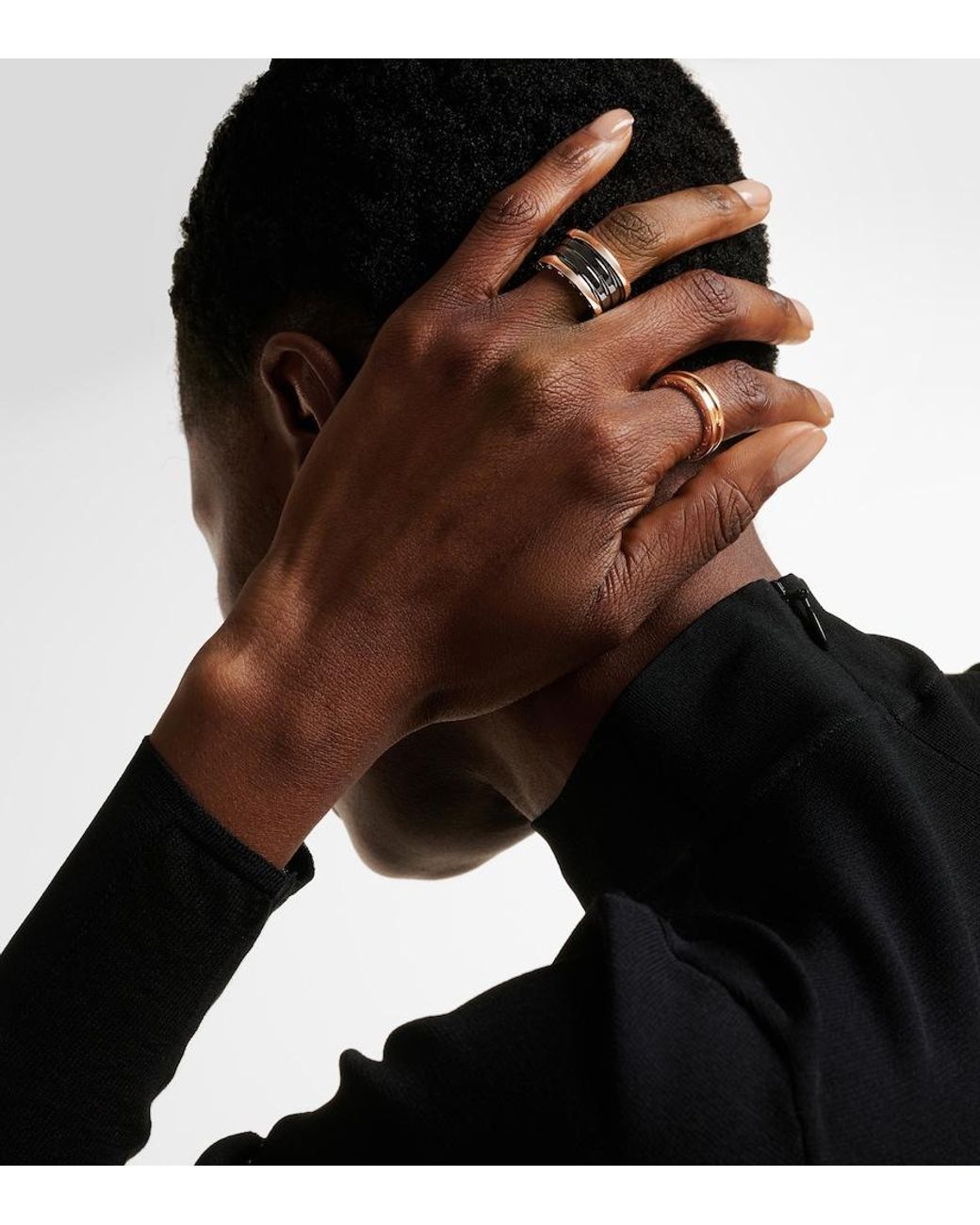 BVLGARI Black B.Zero1 18Kt Rose And Ceramic Ring