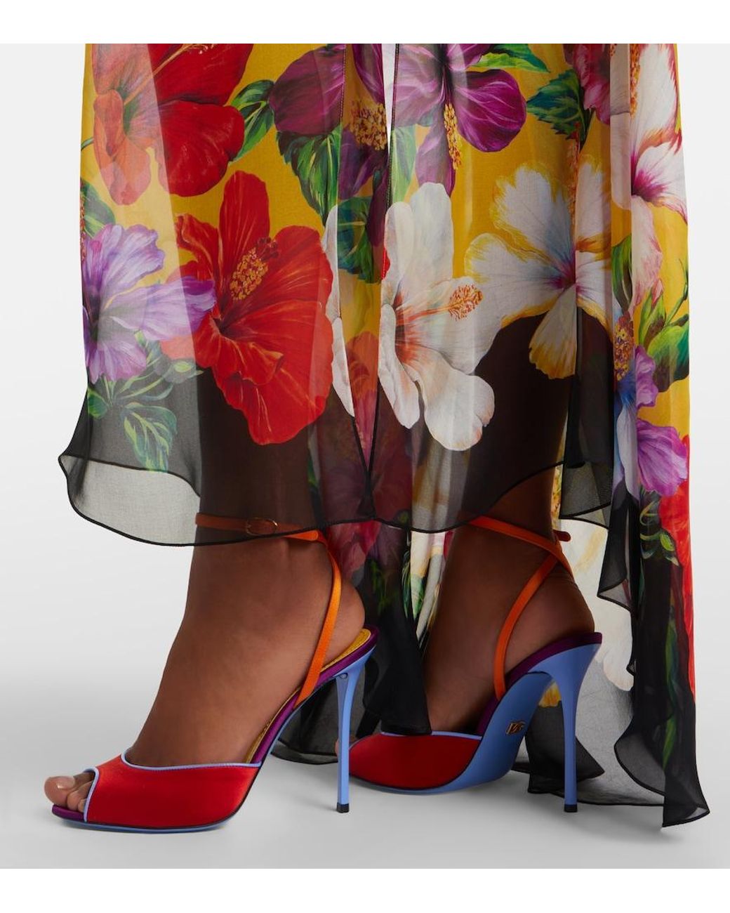 Dolce & Gabbana Red Keira Satin Slingback Sandals