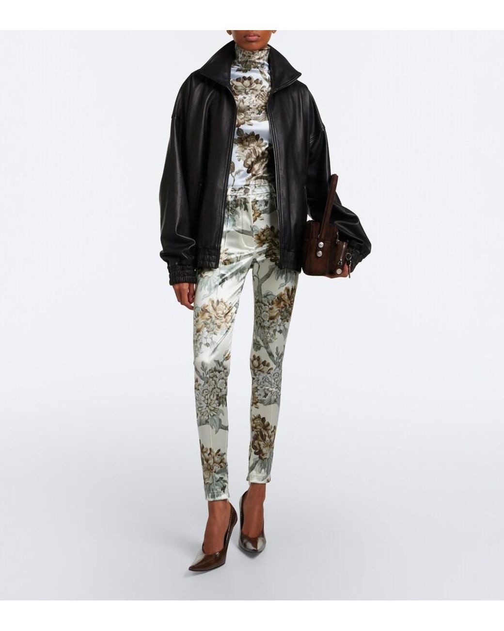 Acne Metallic Floral Jersey Skinny Pants