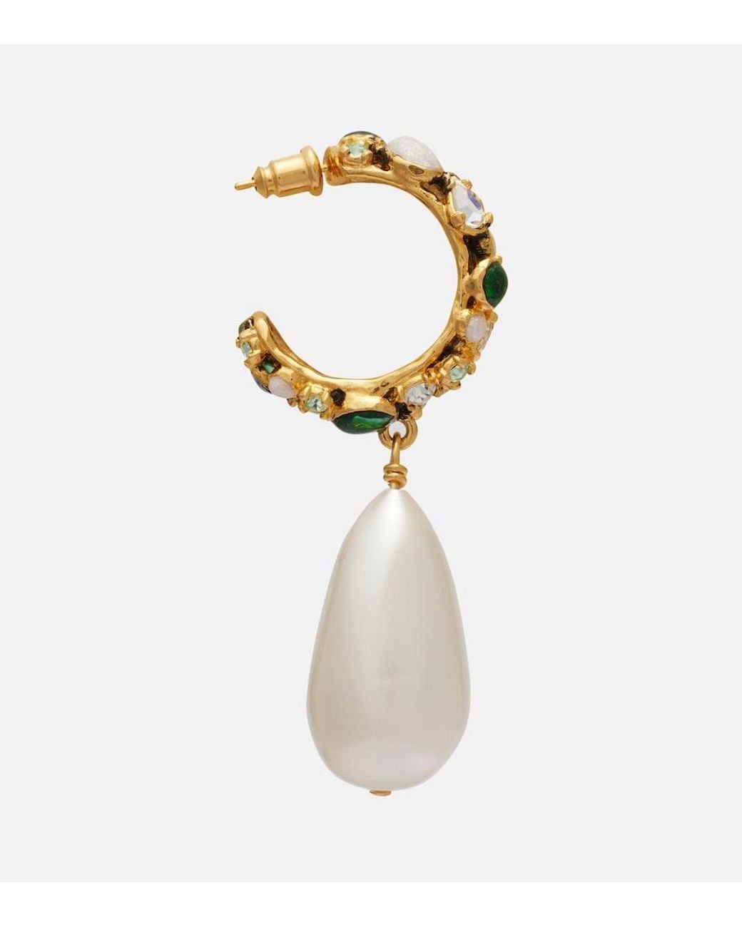 Saint Laurent White Embellished Drop Earrings