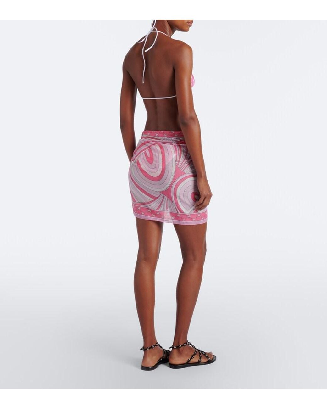 Emilio Pucci Pink Onda And Iride Cotton Voile Beach Cover-Up