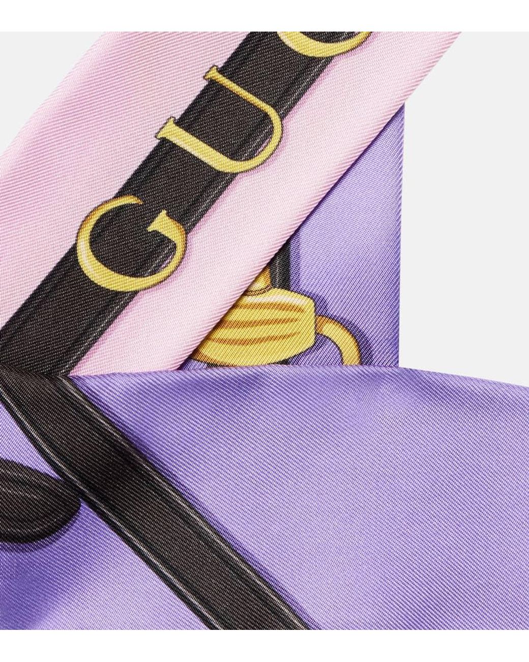 Gucci Purple Printed Silk Twill Ribbon