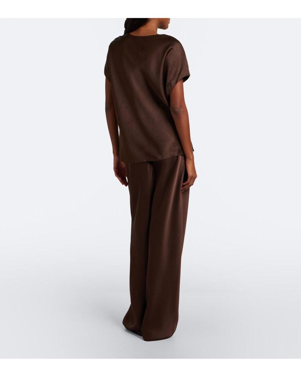 Vince Brown Colette Satin Wide-Leg Pants