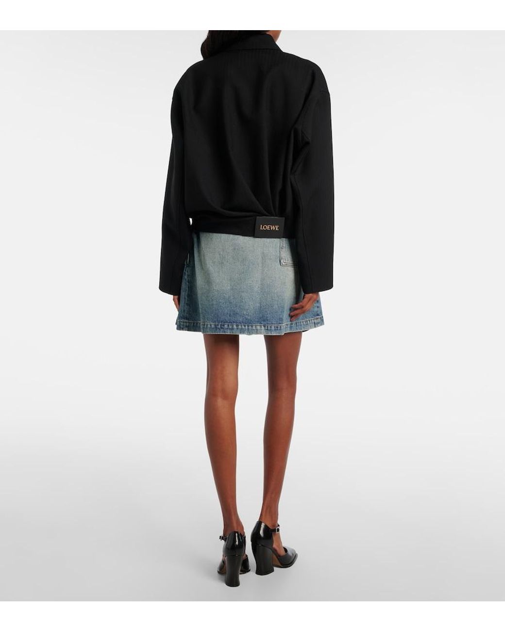 Loewe Blue Pleated Denim Miniskirt