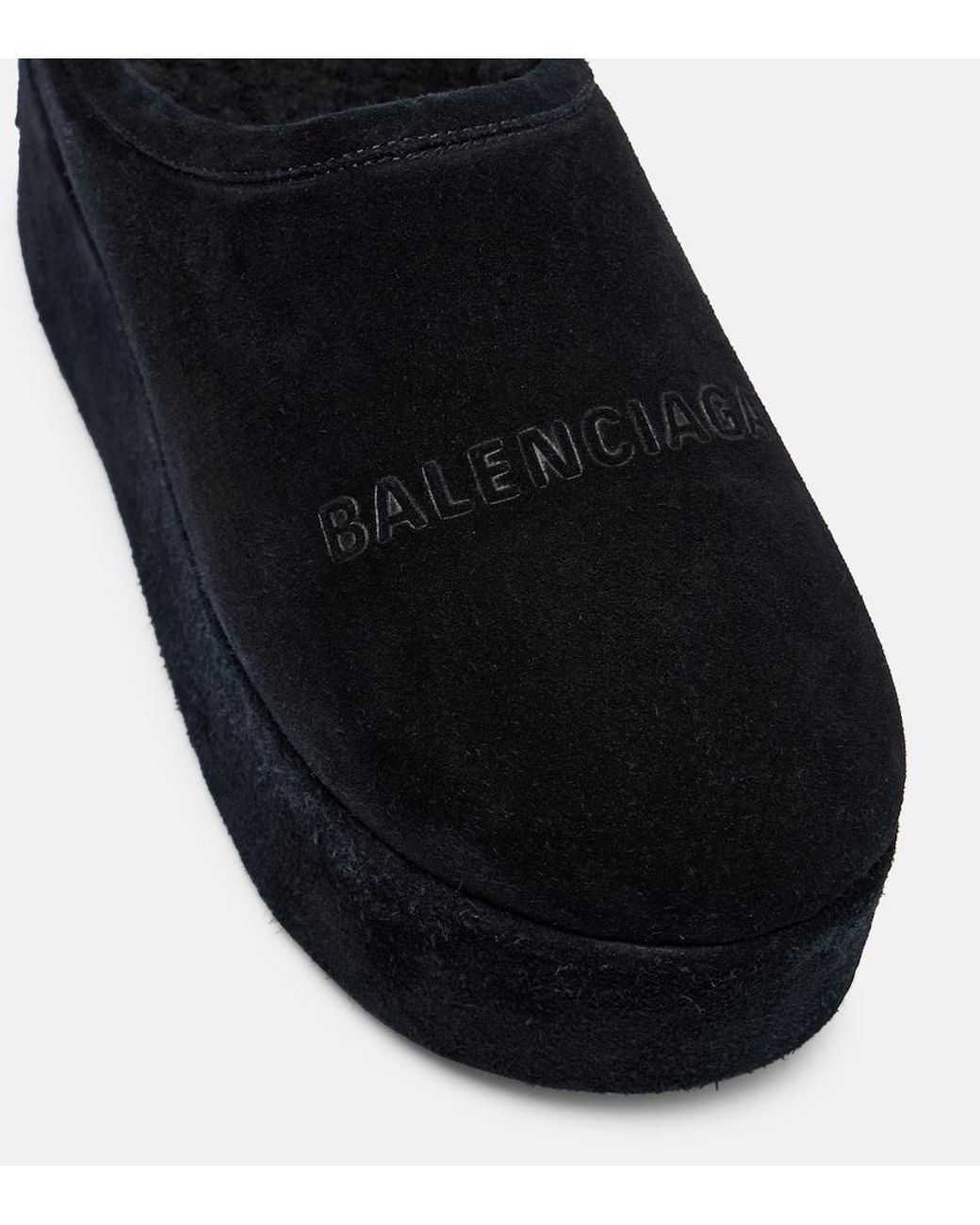 Balenciaga Black Alaska Suede Platform Mules
