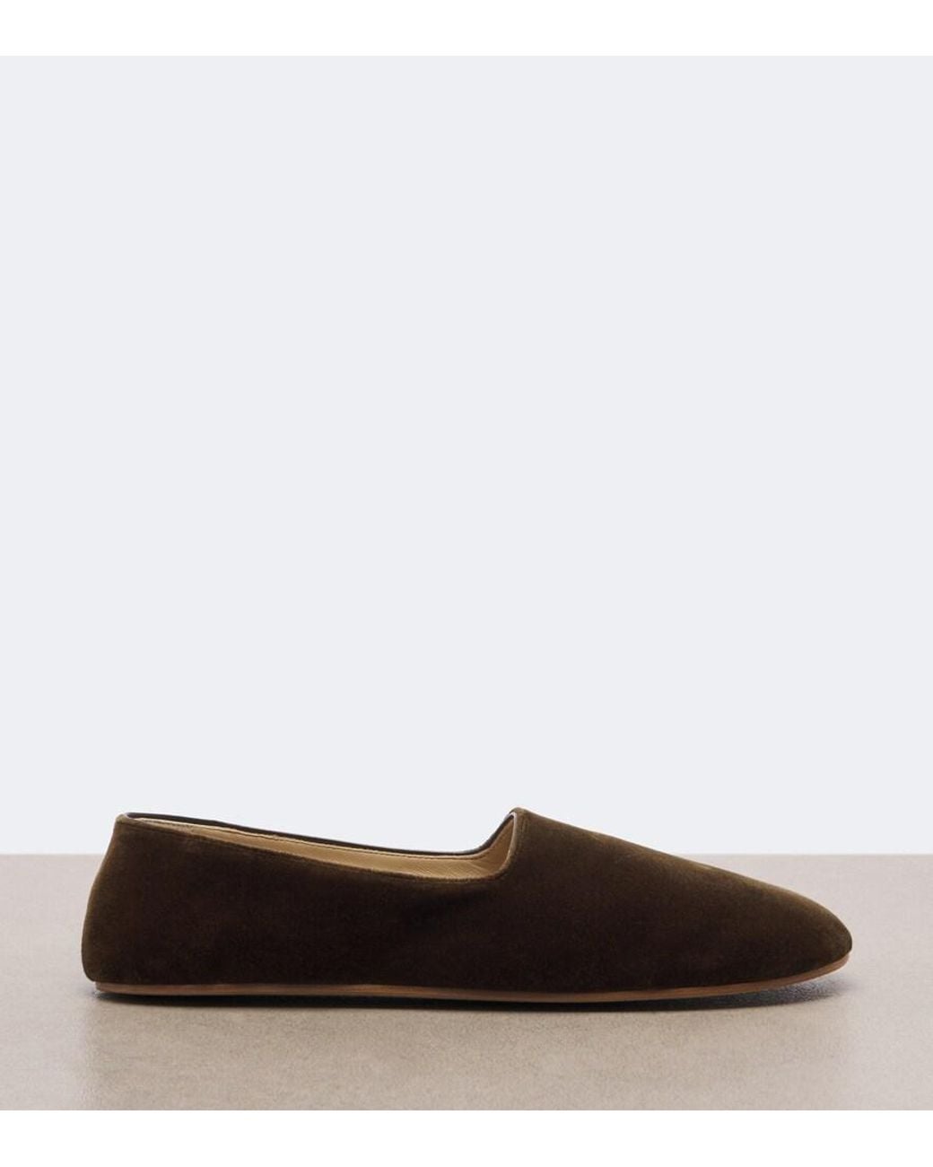 The Row Brown Ponti Velvet Slip-On Shoes