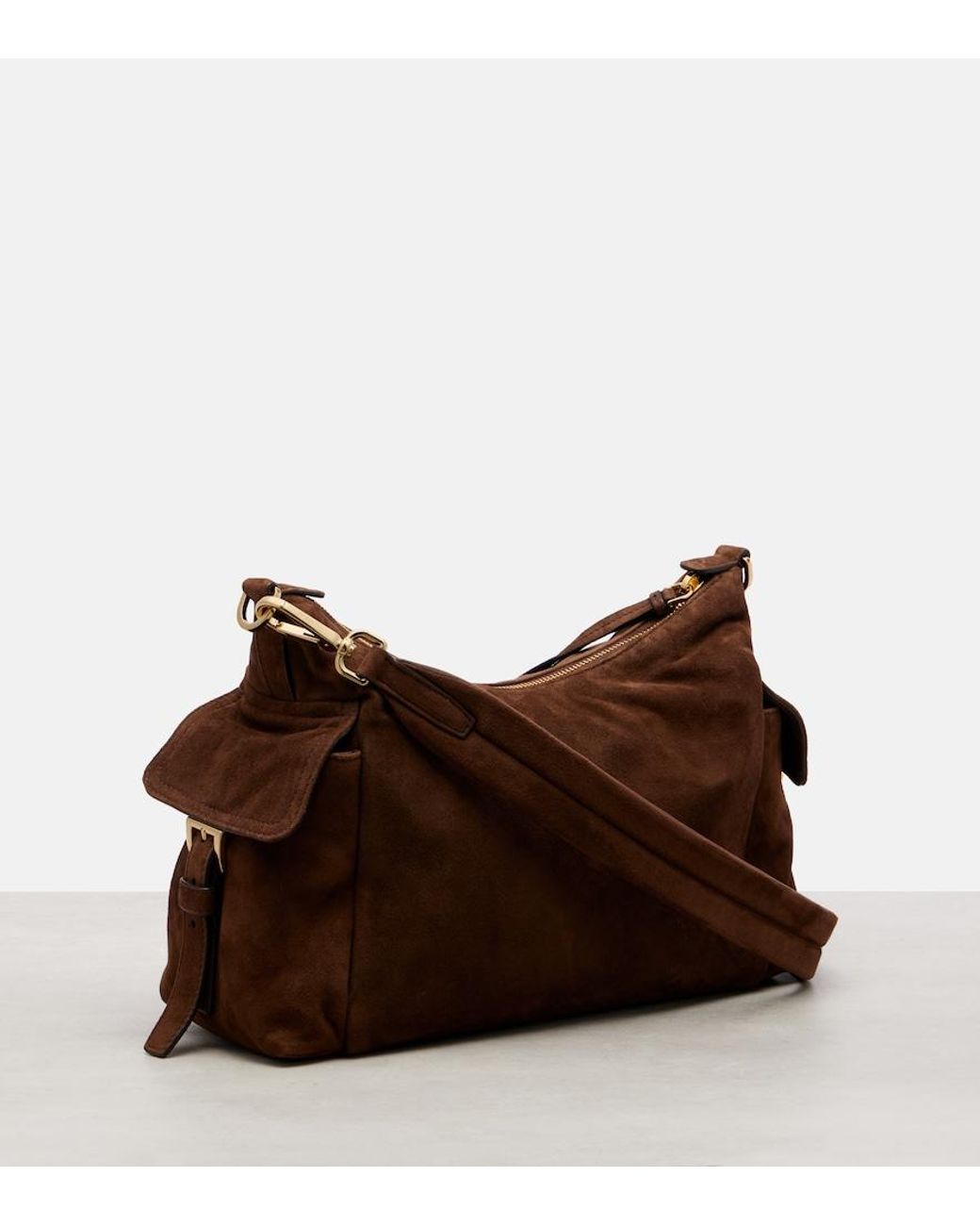 Prada Brown Explore Large Suede Shoulder Bag