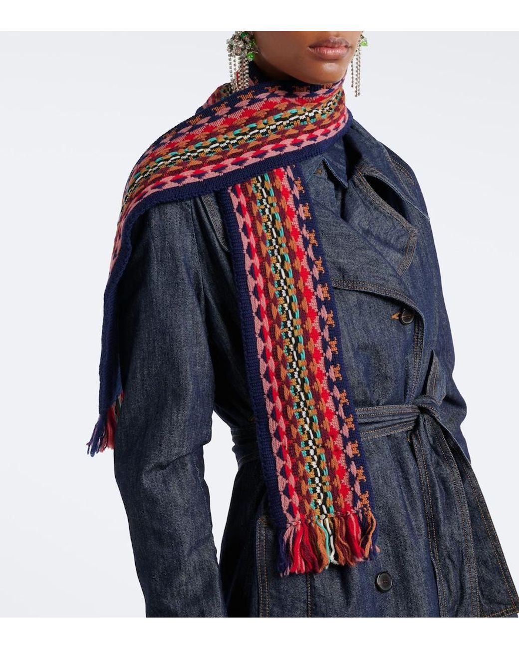 Dries Van Noten Purple Wool Jacquard Scarf