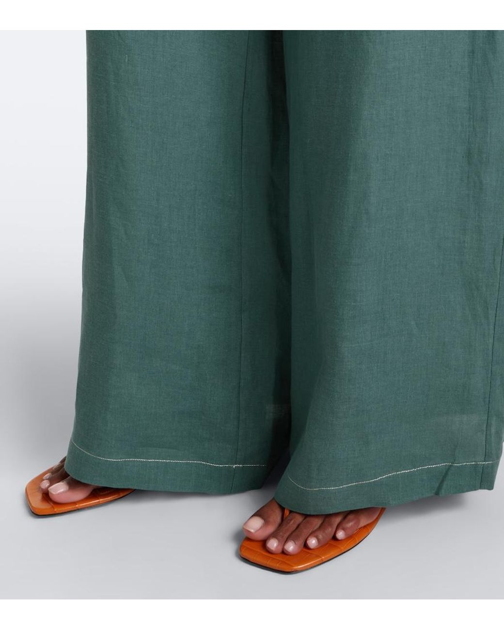 Eres Green Eblouissant Linen Wide-Leg Pants