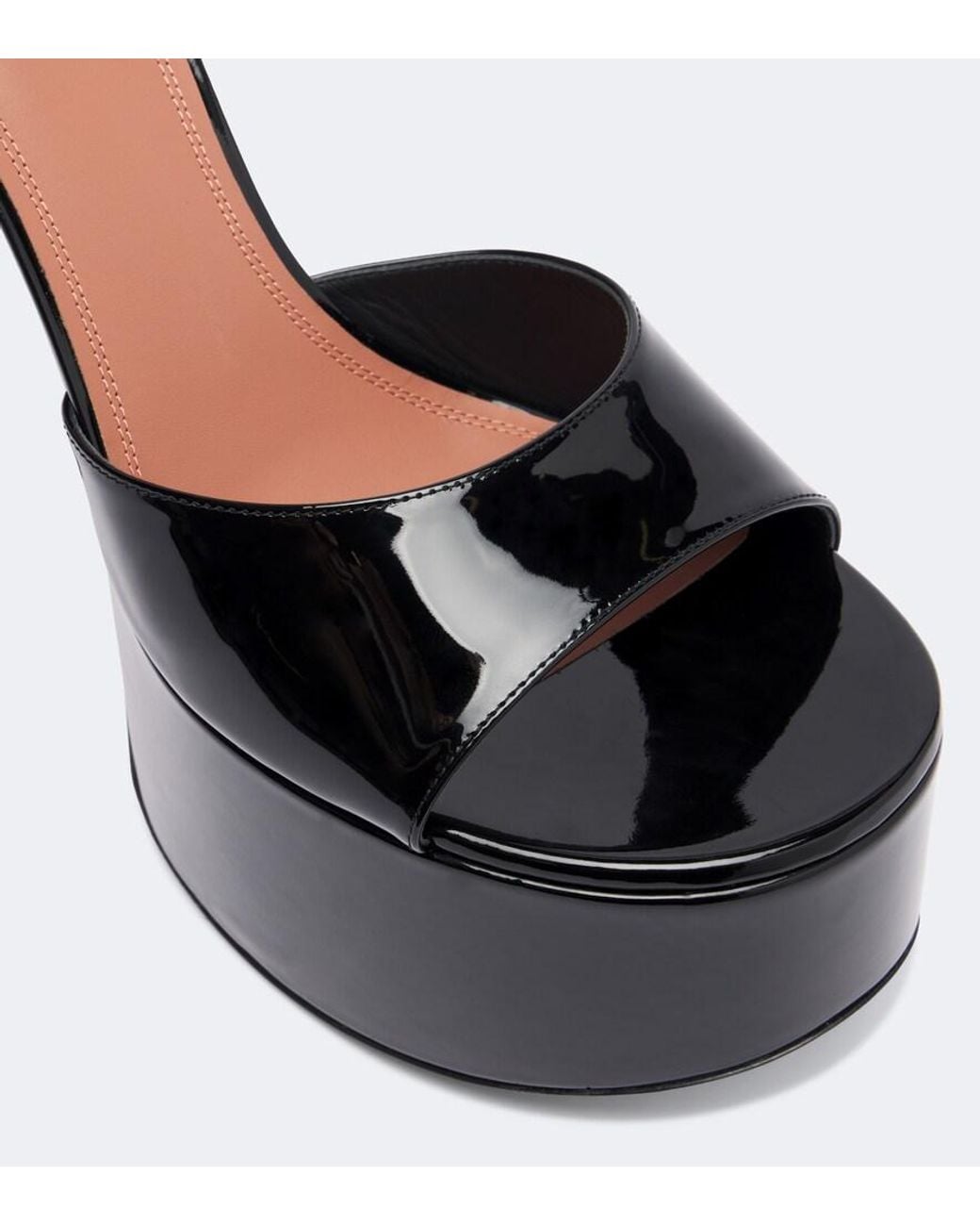 AMINA MUADDI Black Aya Patent Leather Platform Sandals