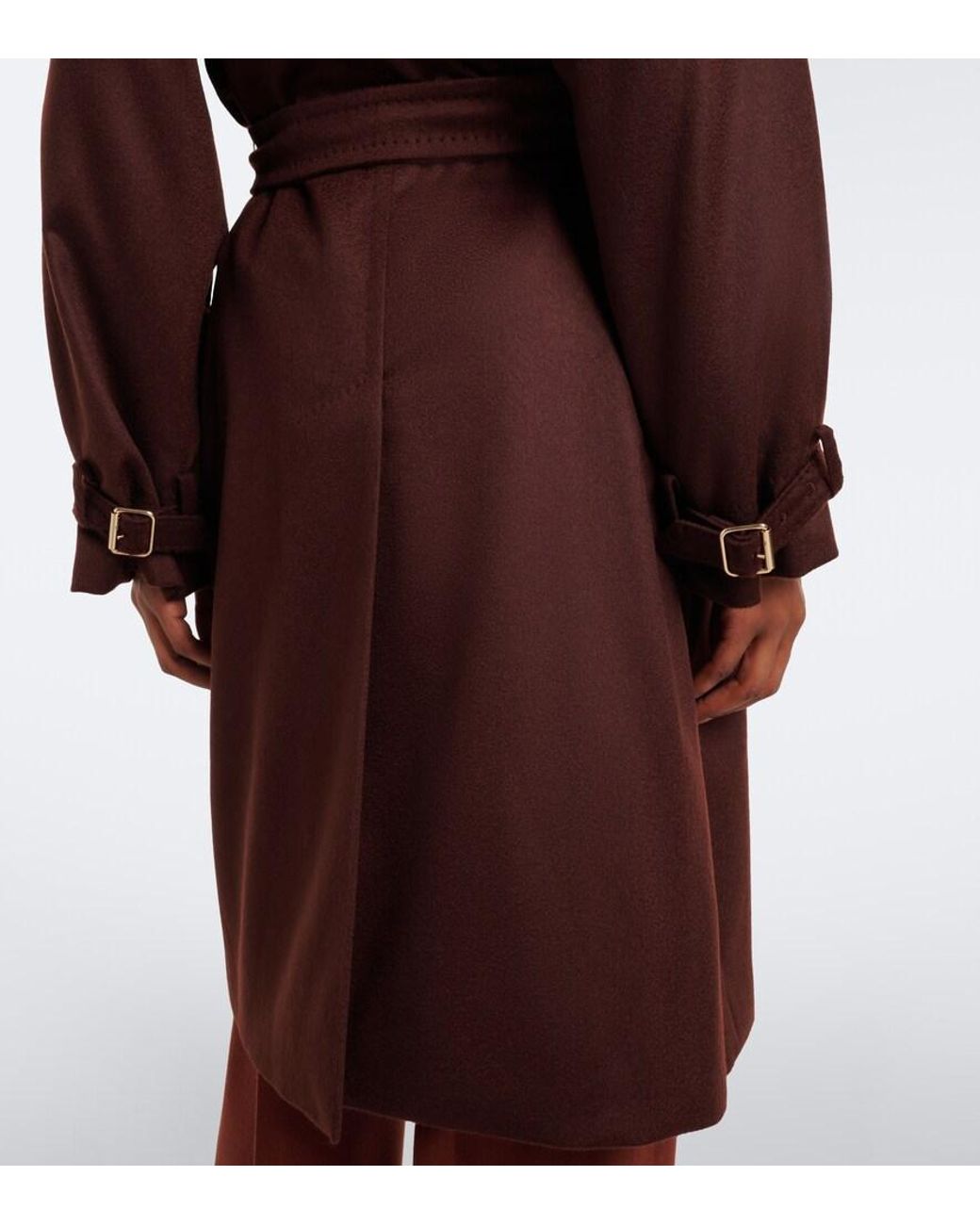 Max Mara Red Double-Breasted Cashmere Trench Coat