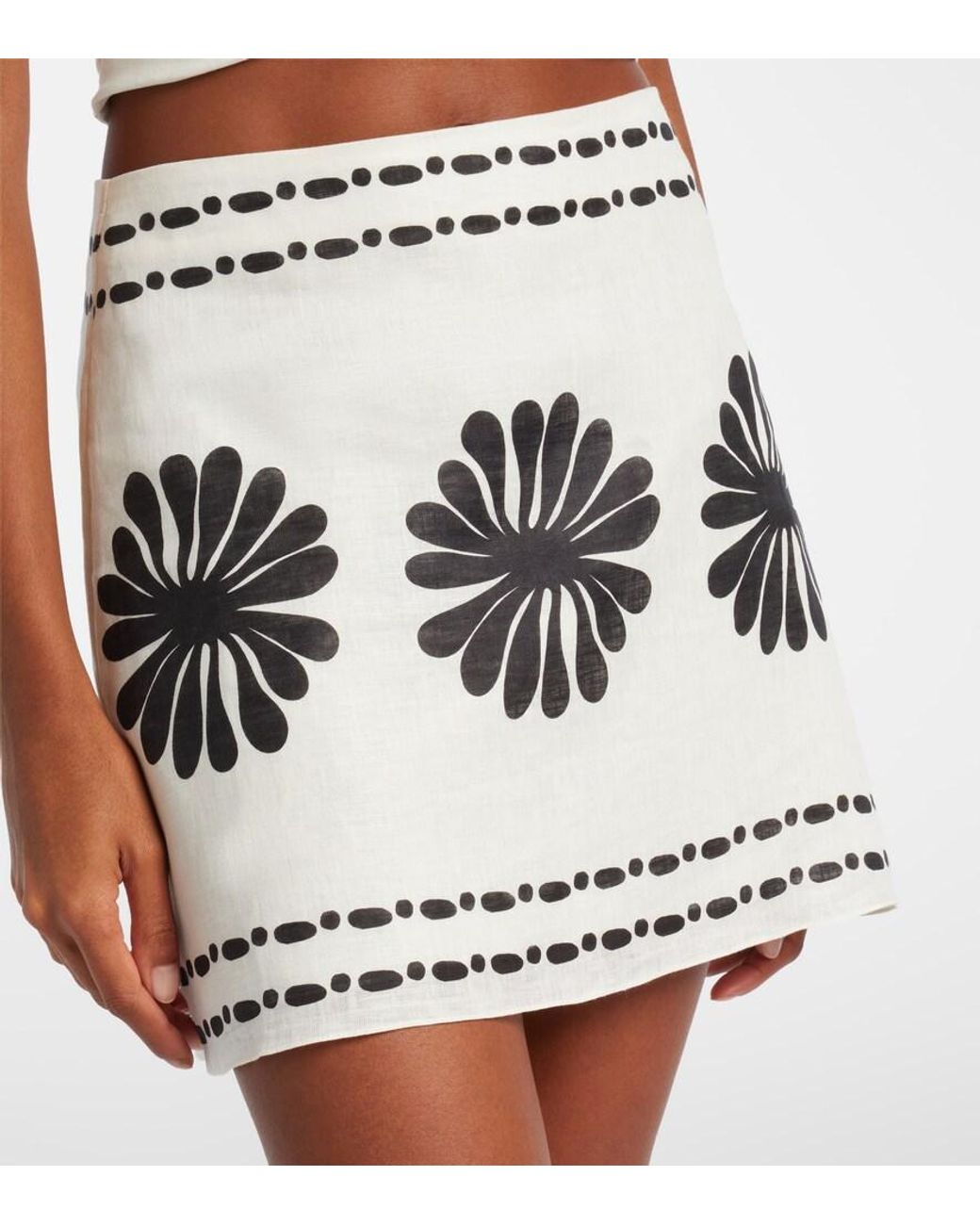 Cala De La Cruz Metallic Eve Floral Linen Miniskirt