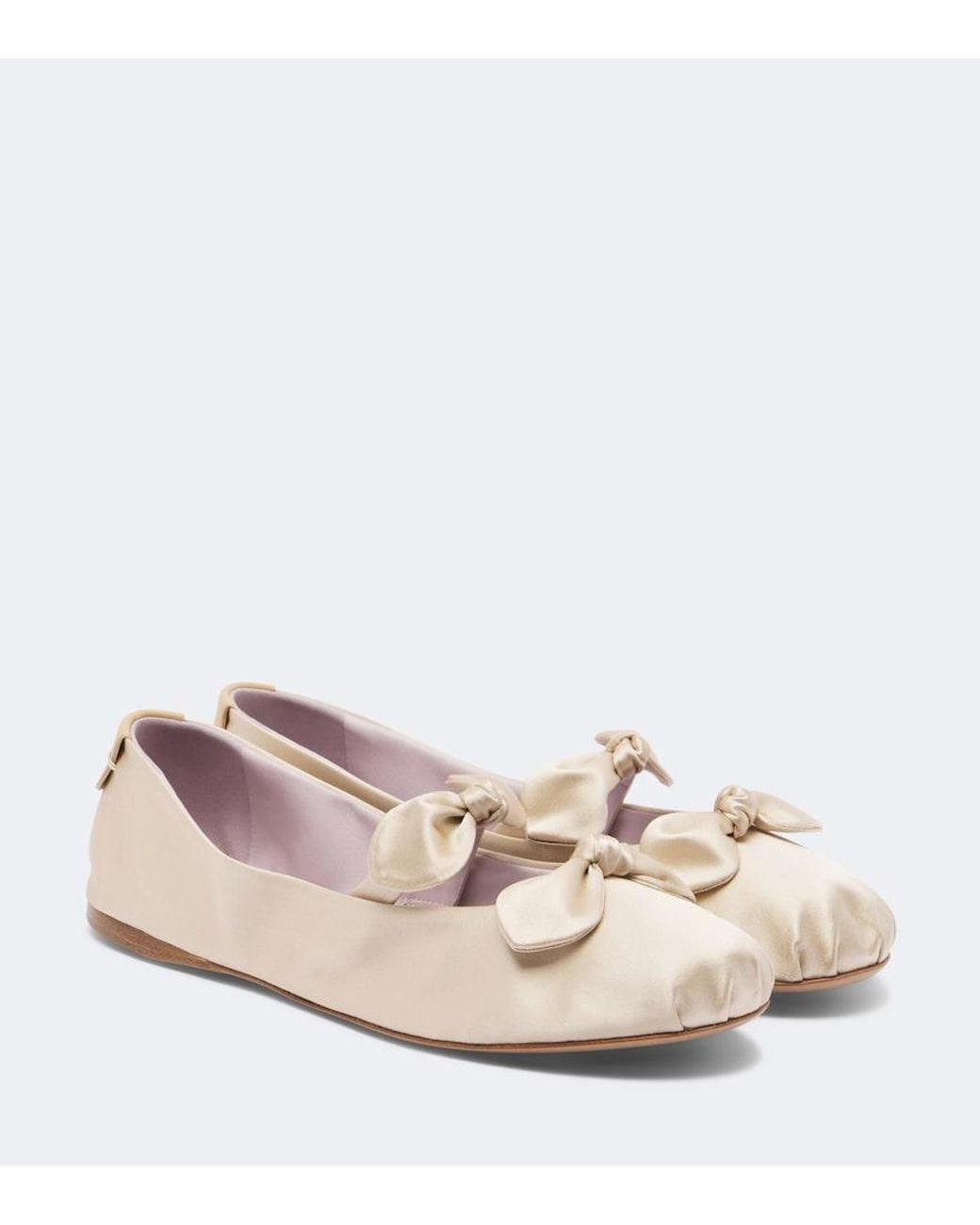 Chloé Pink Penny Bow-Detail Satin Ballet Flats