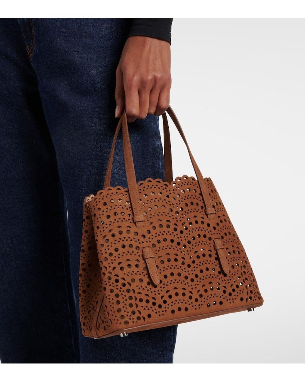 Alaïa Brown Mina 25 Vienne Wave Leather Top-Handle Bag