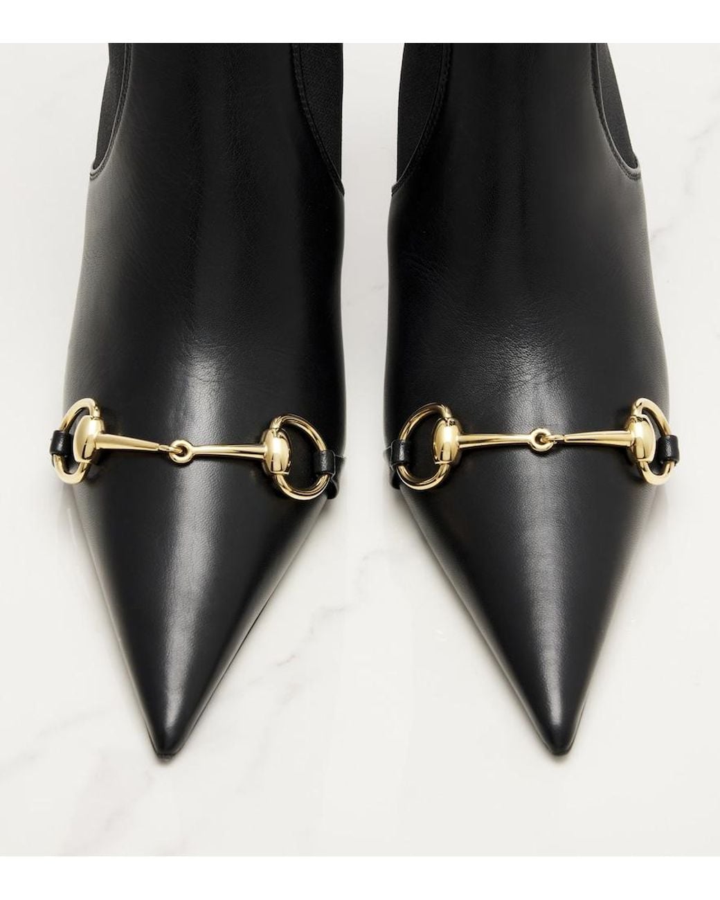Gucci Black Donna Horsebit Leather Ankle Boots