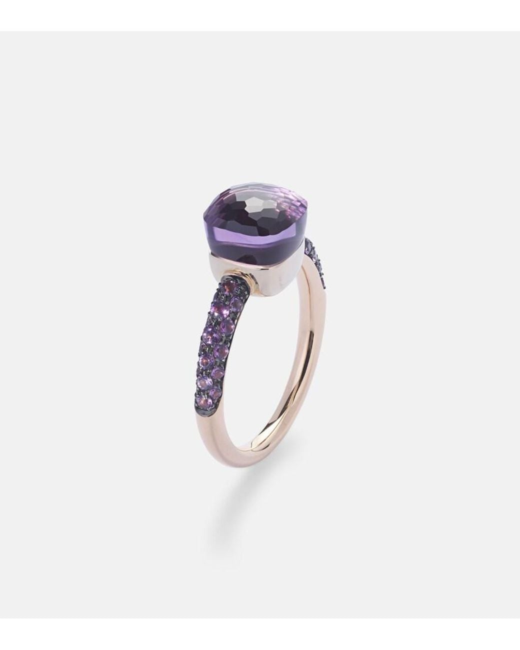 Pomellato Purple Nudo Petit 18Kt Rose And Ring With Amethyst And Jade