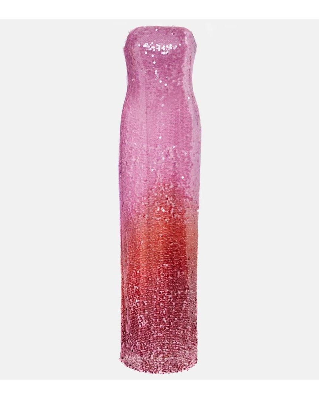 open lace back dress Simkhai Pink Reign Strapless Gown