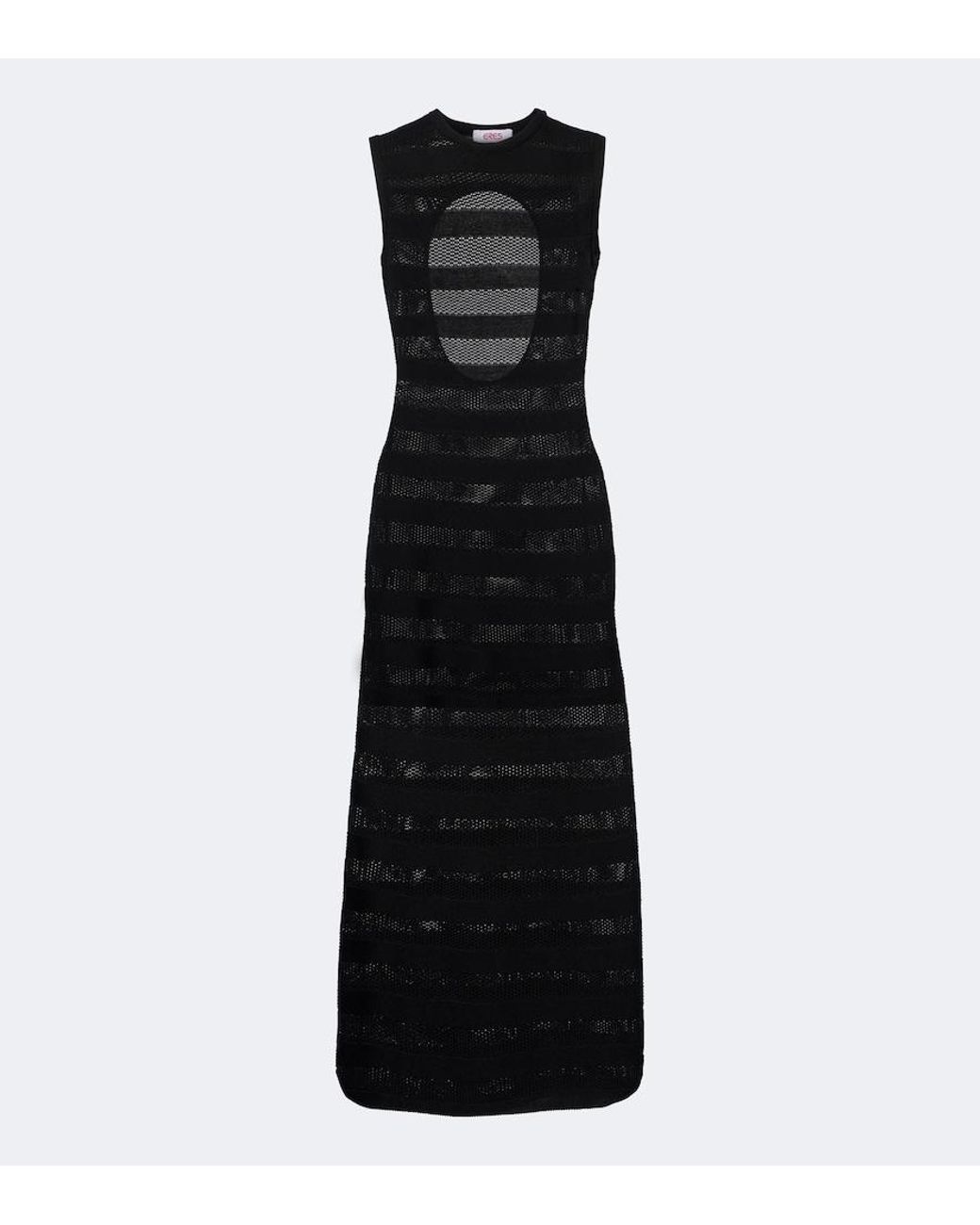Eres Black Reguliere Striped Cotton-Blend Midi Dress