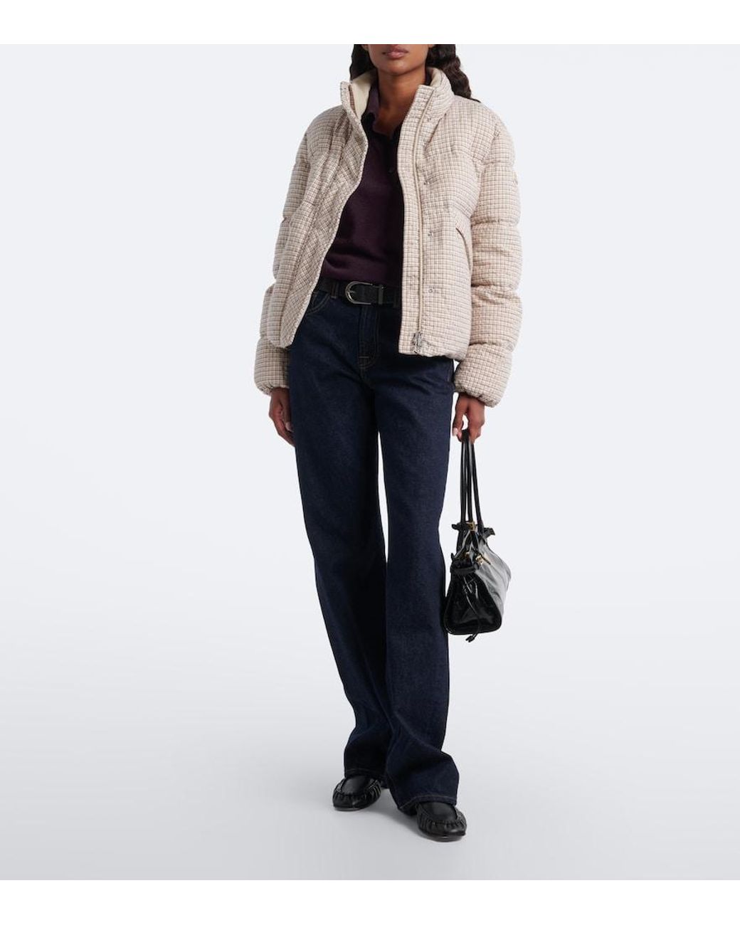 Moncler Natural Cloante Checked Down Jacket