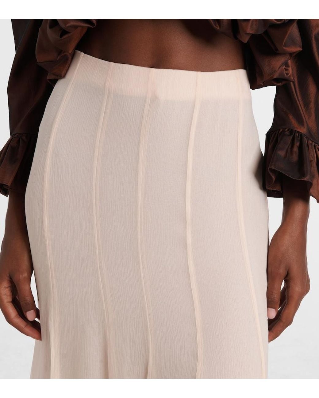 Chloé Pink Pleated Silk Muslin Maxi Skirt