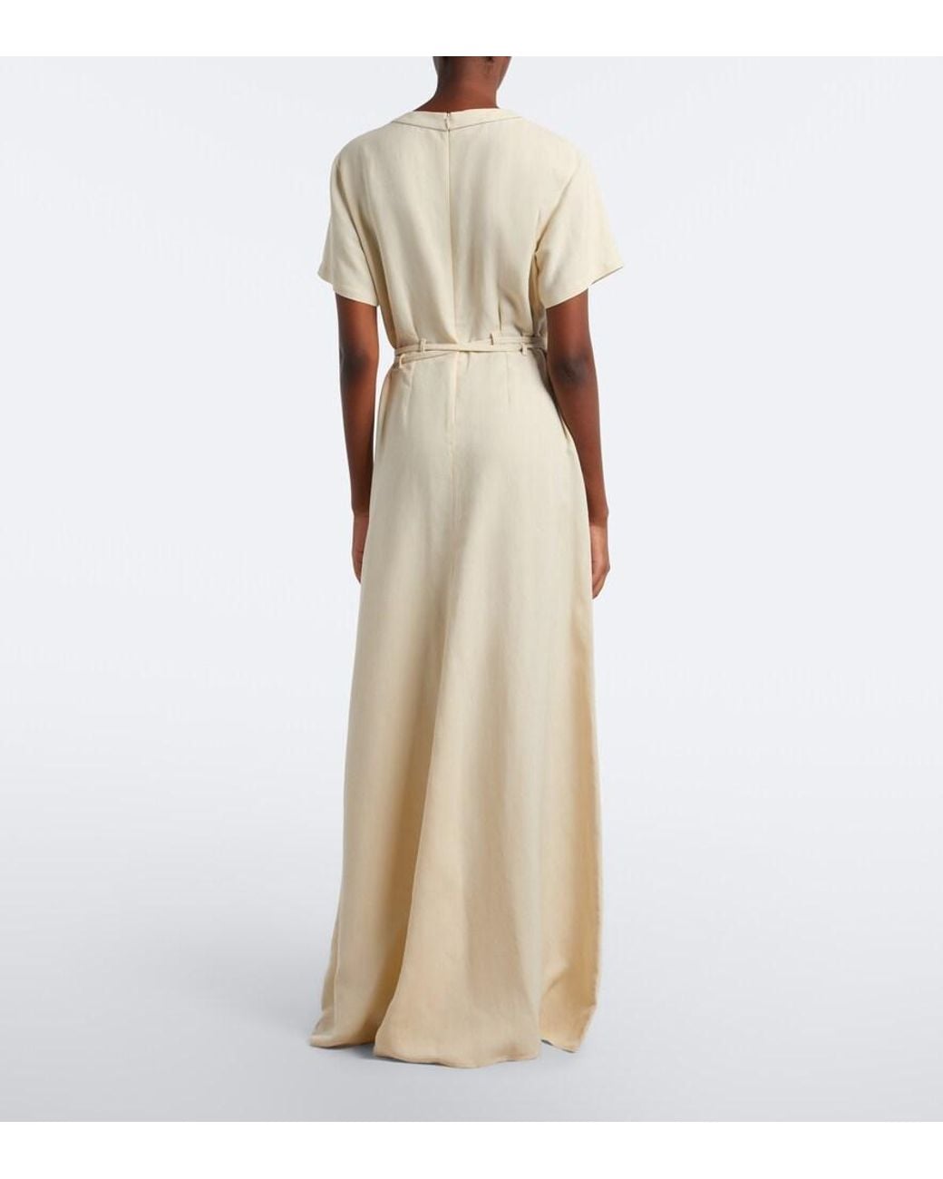 Brunello Cucinelli White Monilli Belted Maxi Dress