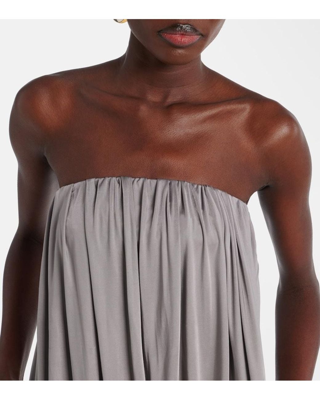 The Attico Gray Draped Jersey Minidress