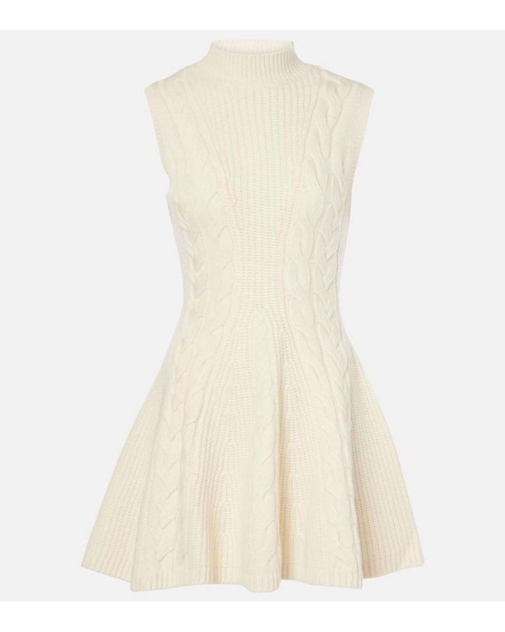 Staud Natural Charade Cable-Knit Wool-Blend Minidress