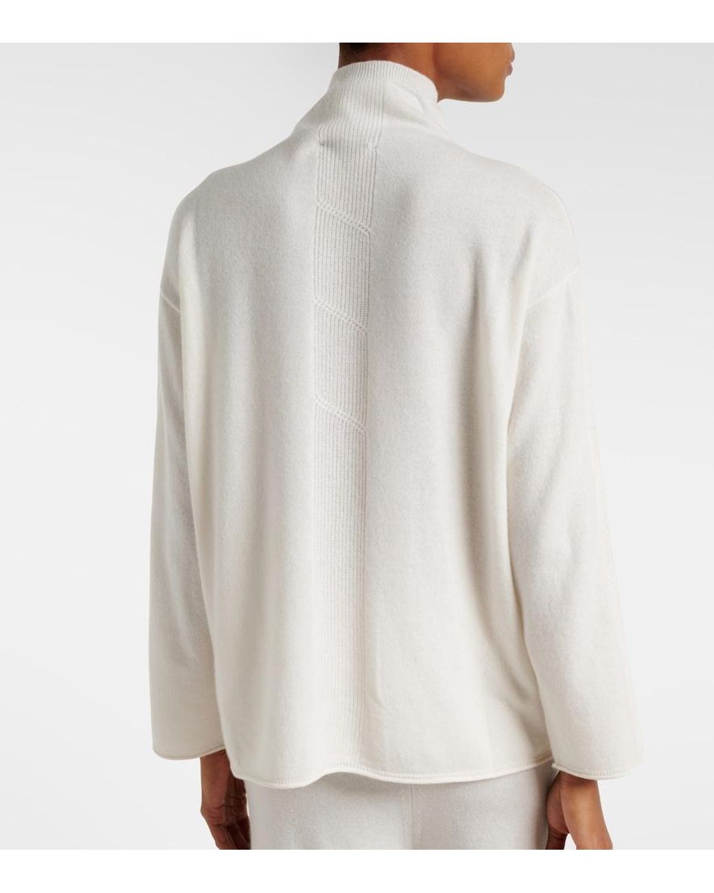 Max Mara White Mantide Cashmere Turtleneck Sweater