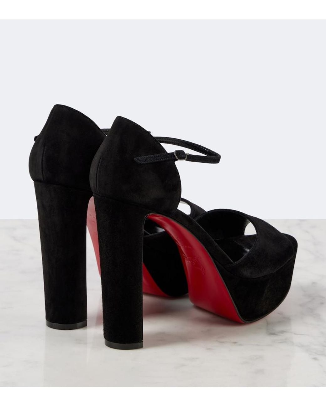 Christian Louboutin Black Sandaloo 130 Suede Platform Sandal