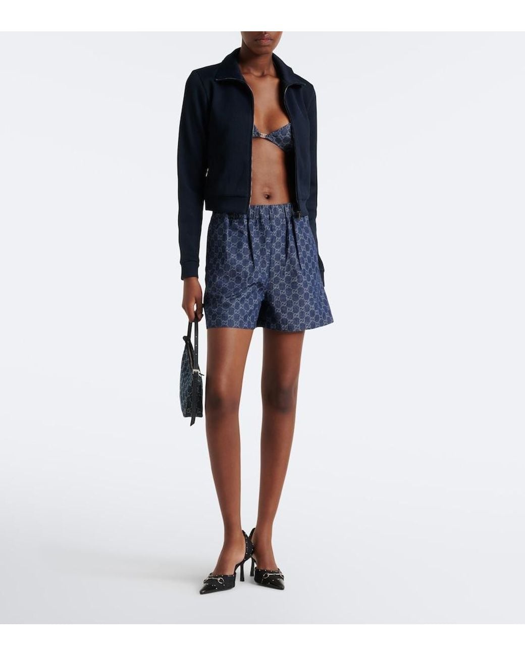 Gucci Blue Gg Denim Shorts