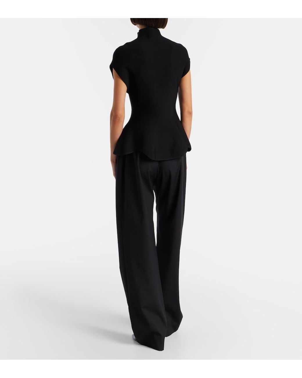 Khaite Black Rohen Virgin Wool Wide-Leg Pants