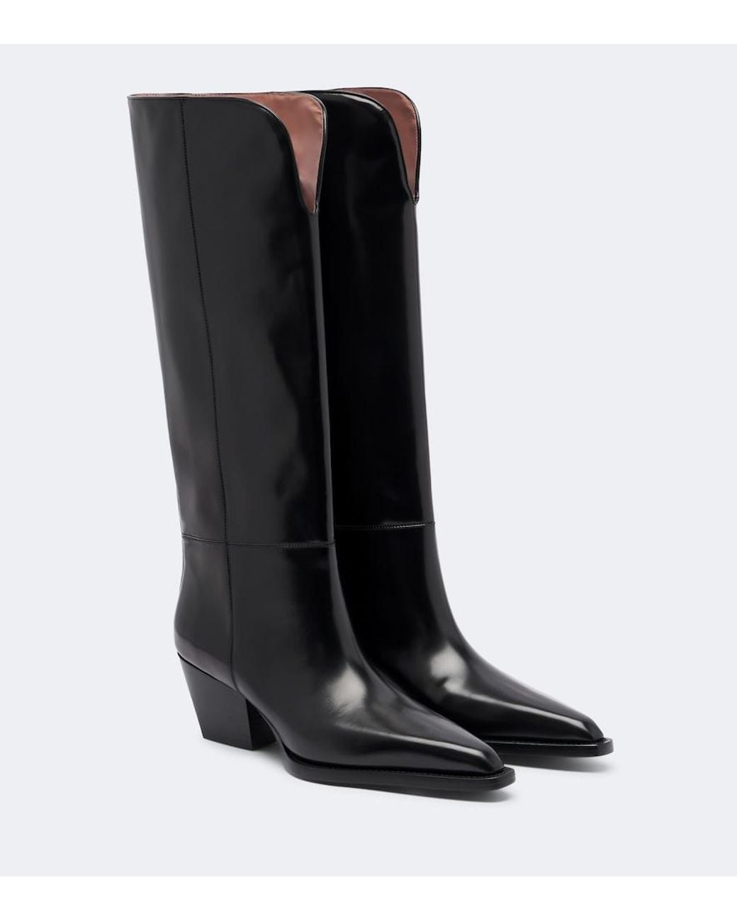 Paris Texas Black Jane Leather Knee-High Boots