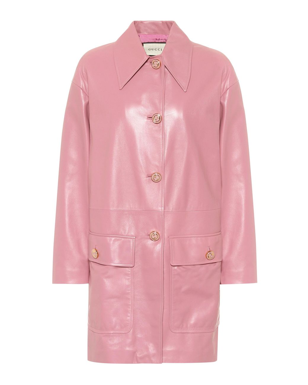 Gucci Leather Coat in Pink Lyst