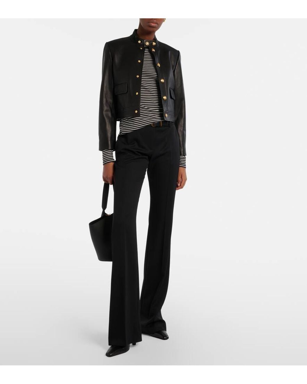 Nili Lotan Black Hadley Cropped Leather Jacket