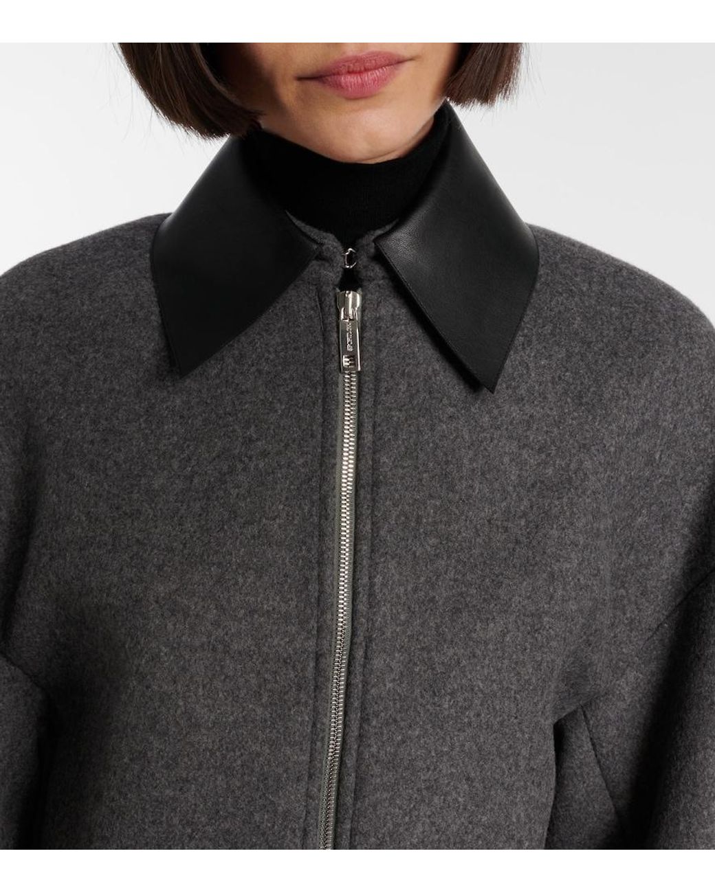 Sportmax Gray Vacuo Cropped Virgin Wool Jacket