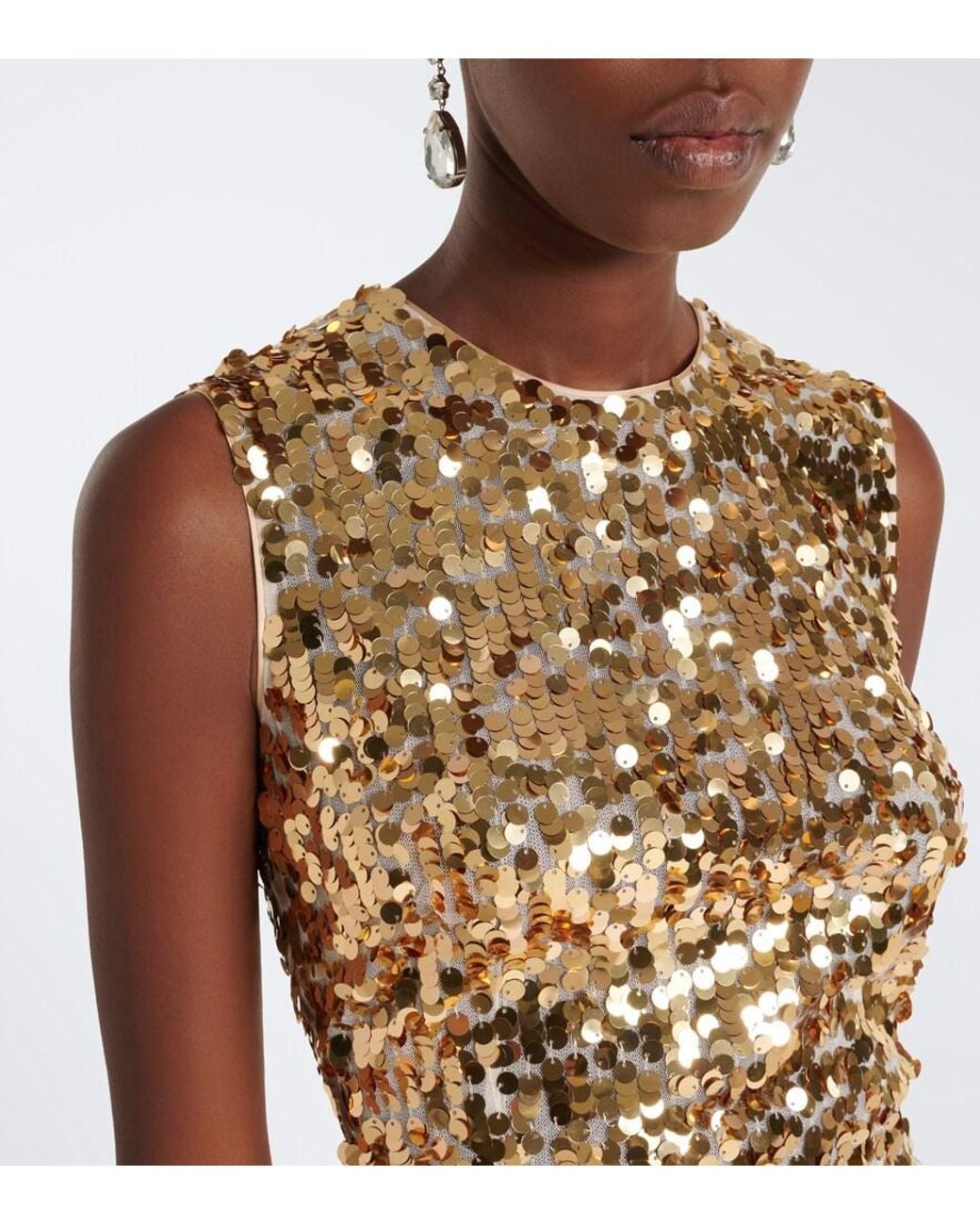 Dolce & Gabbana Metallic Sequined Midi Dress