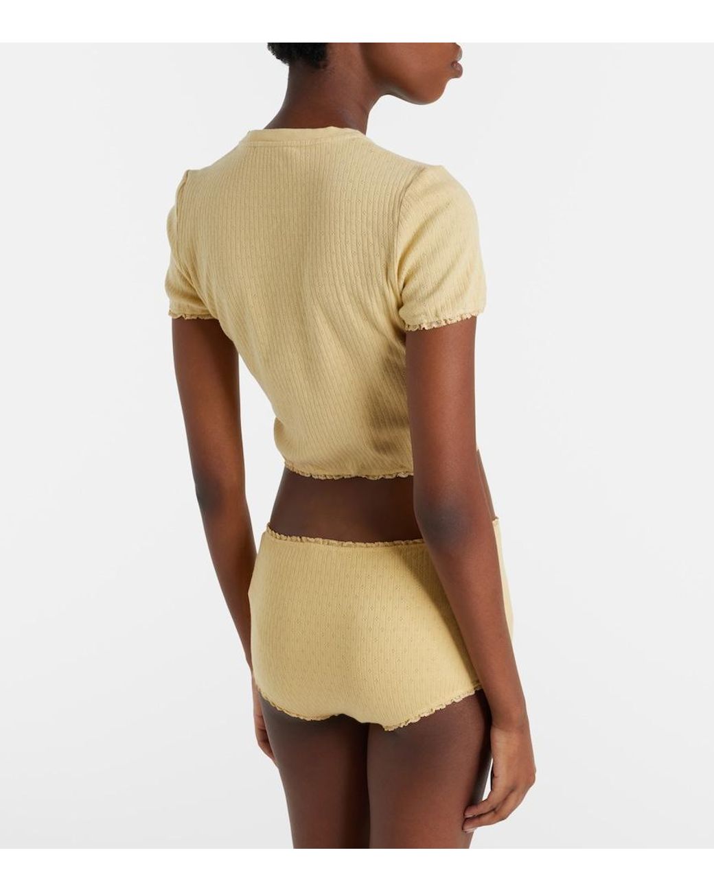 Miu Miu Natural Pointelle Cotton Micro Shorts