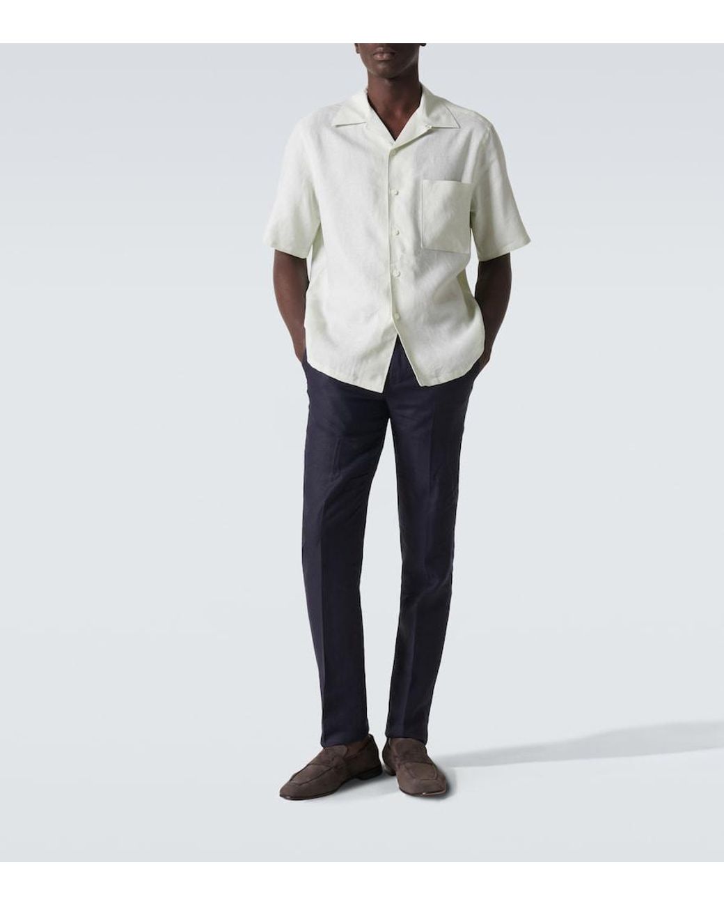 Zegna White Oasi Lino Shirt for men